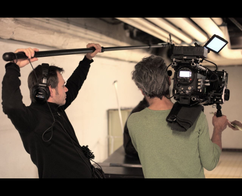 Tournage du film de Raphaëlle Rio "Le Canal de Muller" ; prise de son pascal 'pako' Flork